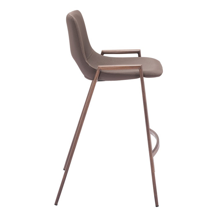 Zuo Modern Desi Counter Stool Set of 2, Brown/Walnut