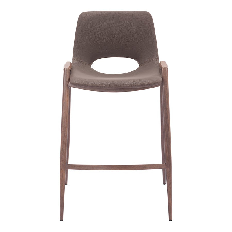 Zuo Modern Desi Counter Stool Set of 2, Brown/Walnut