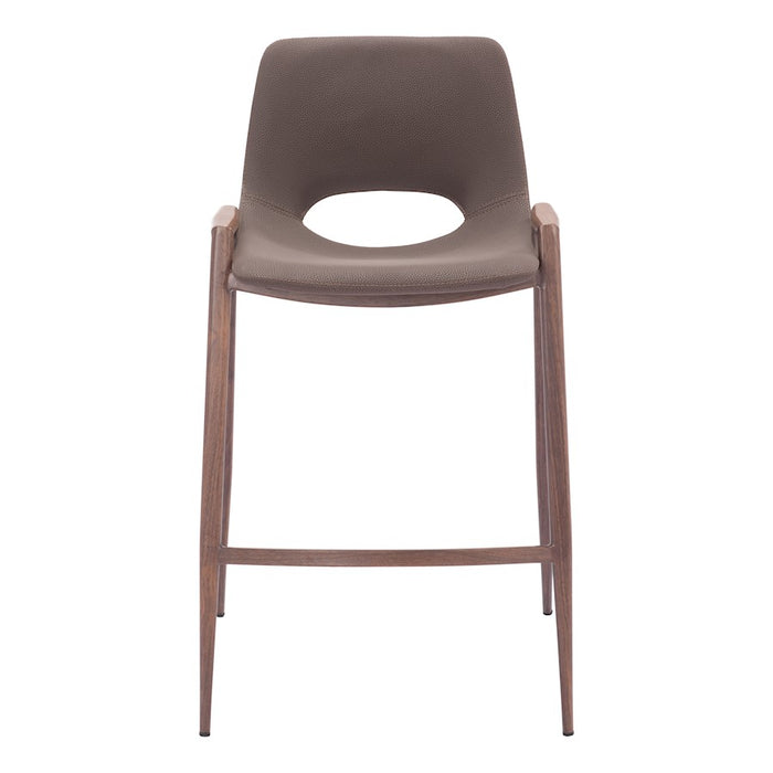 Zuo Modern Desi Counter Stool Set of 2, Brown/Walnut