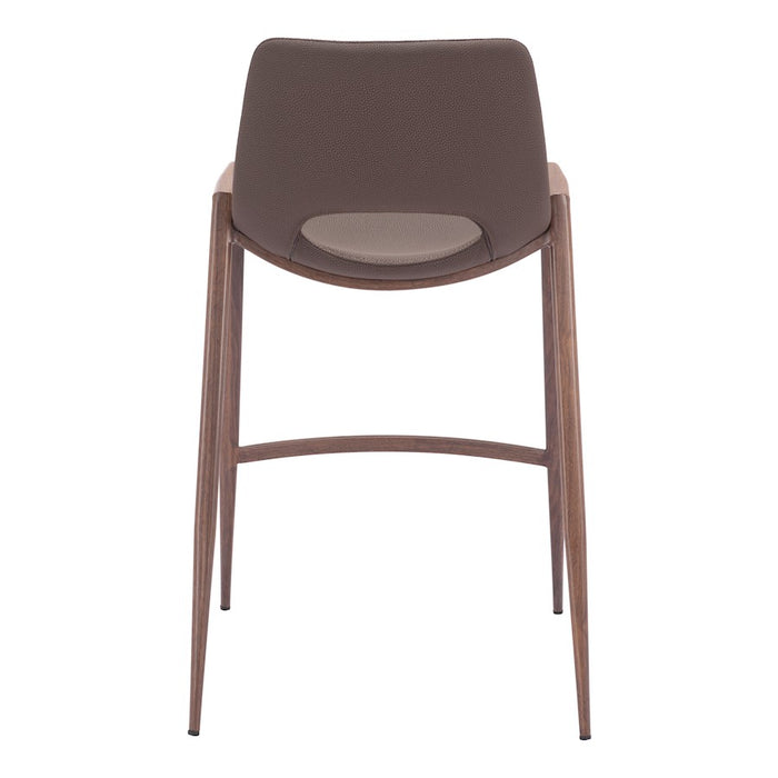 Zuo Modern Desi Counter Stool Set of 2, Brown/Walnut