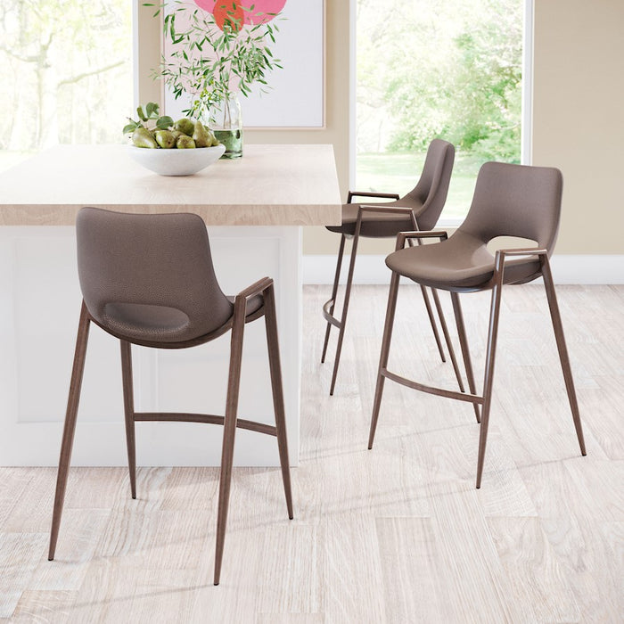 Zuo Modern Desi Counter Stool Set of 2, Brown/Walnut