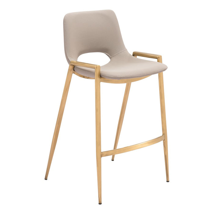 Zuo Modern Desi Counter Stool Set of 2, Beige/Gold