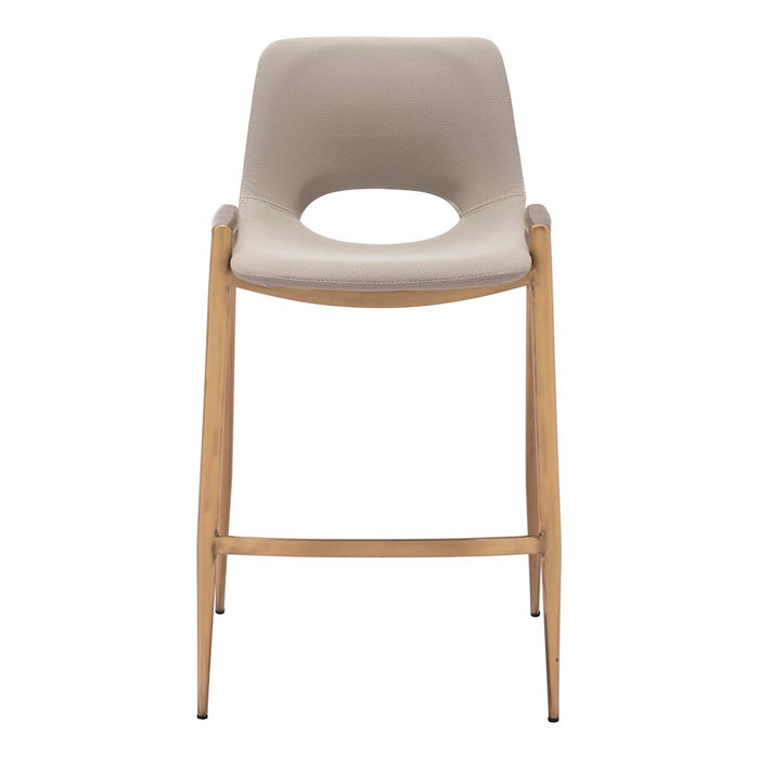 Zuo Modern Desi Counter Stool Set of 2, Beige/Gold