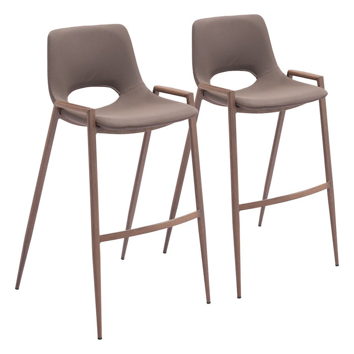 Zuo Modern Desi BarStool Set of 2, Brown/Walnut - 109734