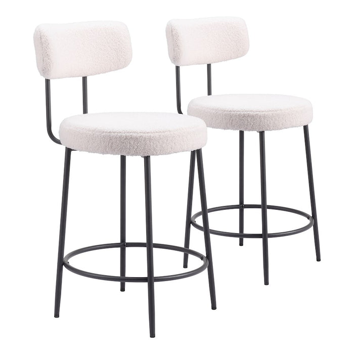 Zuo Modern Blanca Counter Stool Set of 2, Ivory