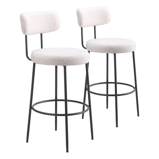 Zuo Modern Blanca BarStool Set of 2, Ivory - 109740