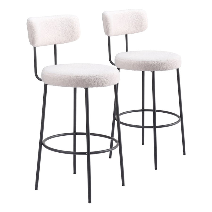 Zuo Modern Blanca BarStool Set of 2, Ivory - 109740
