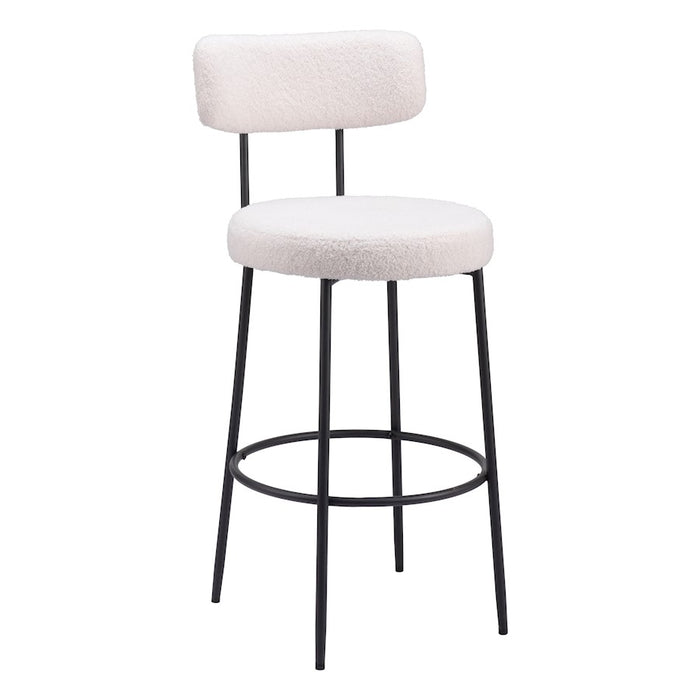 Zuo Modern Blanca BarStool Set of 2, Ivory