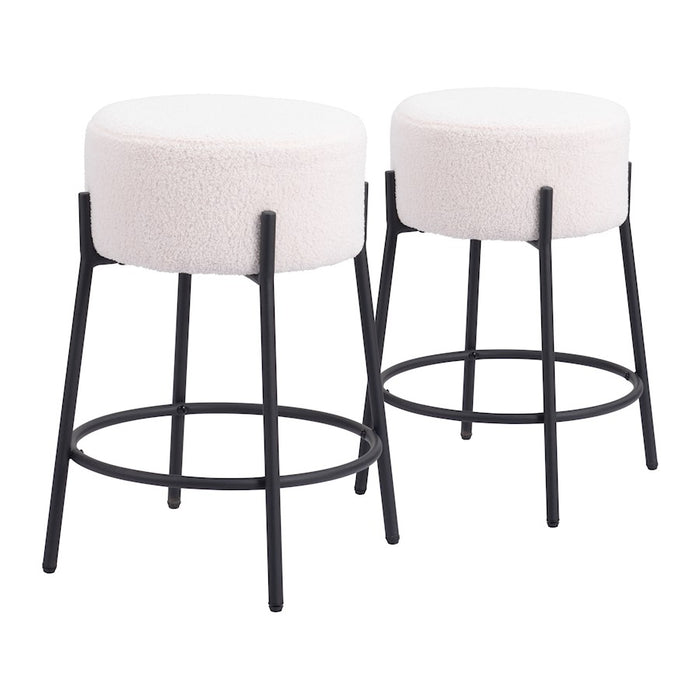 Zuo Modern Blanche Counter Stool Set of 2, Ivory - 109741