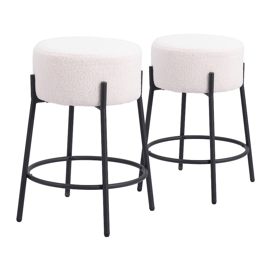 Zuo Modern Blanche Counter Stool Set of 2, Ivory - 109741