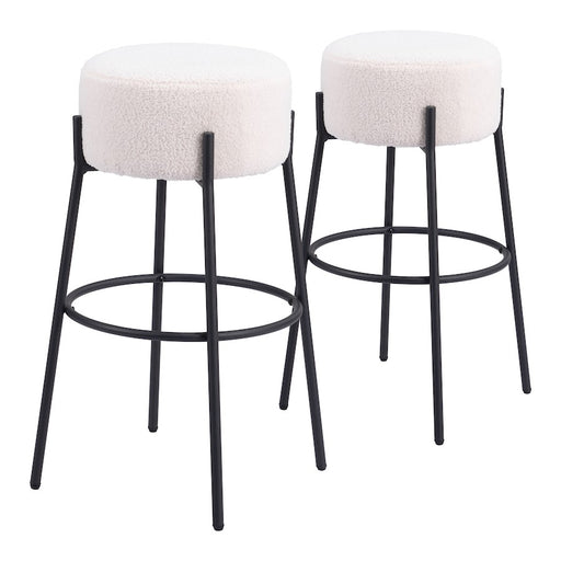Zuo Modern Blanche BarStool Set of 2, Ivory - 109742