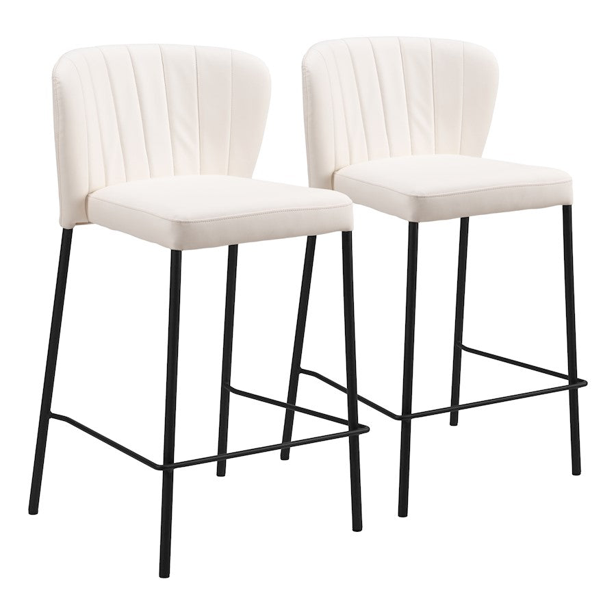 Zuo Modern Linz Counter Stool Set of 2, Cream - 109780