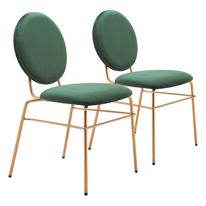 Zuo Modern Odessa Dining Chair Set of 2, Green/Gold - 109804