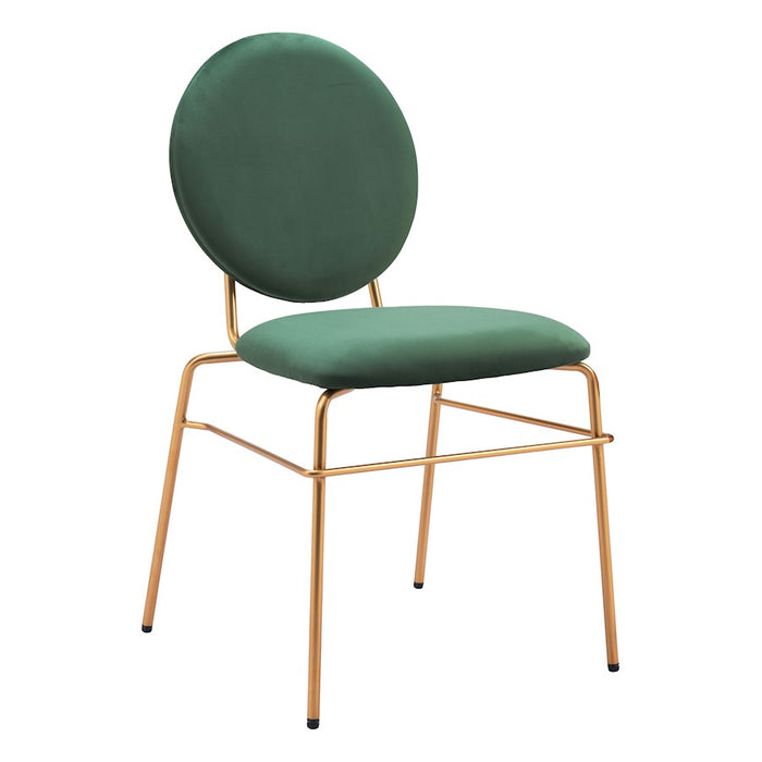 Zuo Modern Odessa Dining Chair Set of 2, Green/Gold