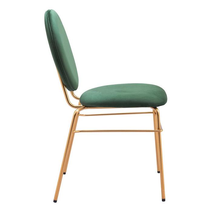 Zuo Modern Odessa Dining Chair Set of 2, Green/Gold
