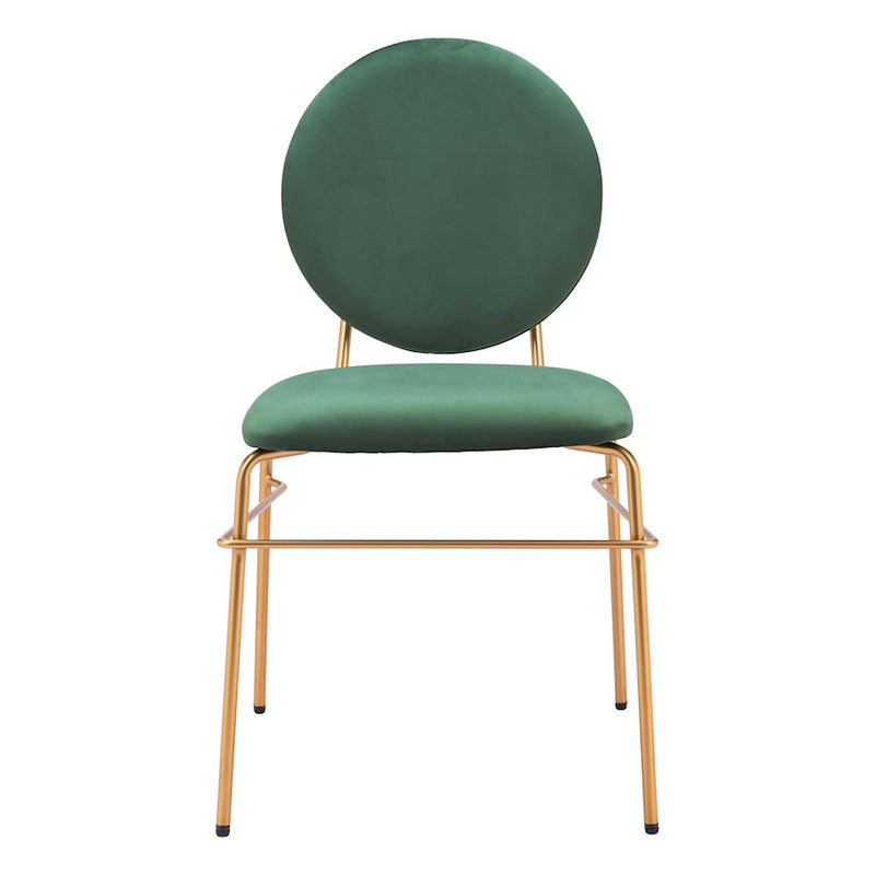 Zuo Modern Odessa Dining Chair Set of 2, Green/Gold