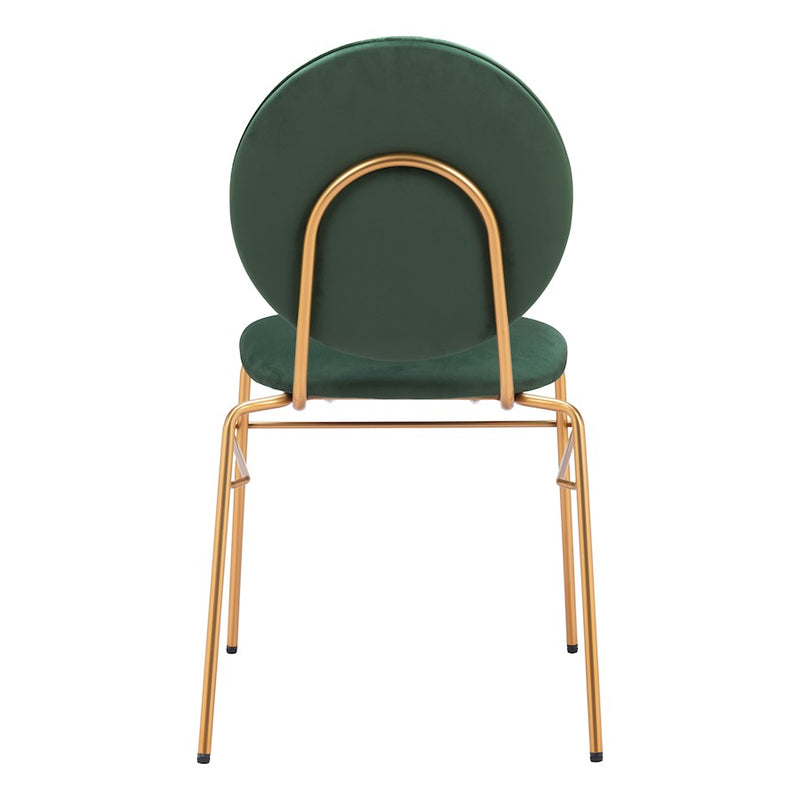 Zuo Modern Odessa Dining Chair Set of 2, Green/Gold
