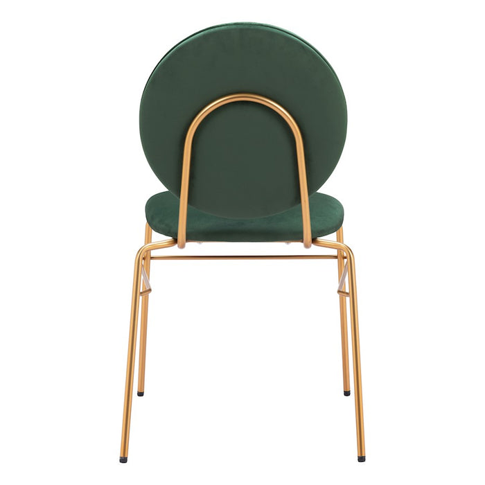 Zuo Modern Odessa Dining Chair Set of 2, Green/Gold
