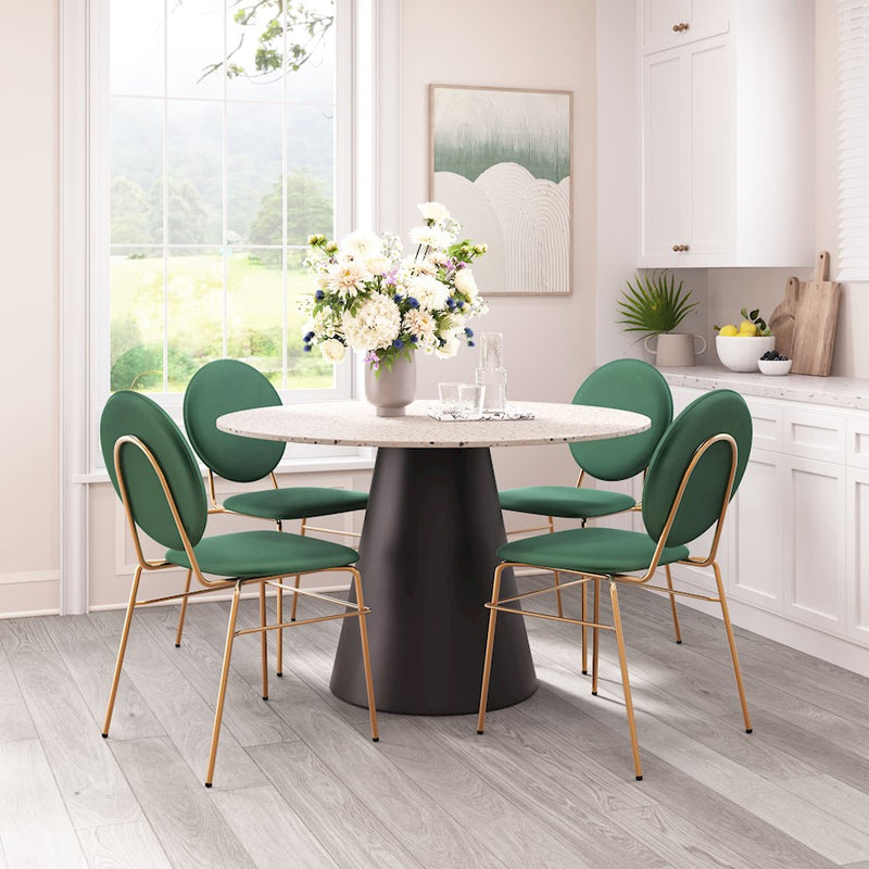 Zuo Modern Odessa Dining Chair Set of 2, Green/Gold
