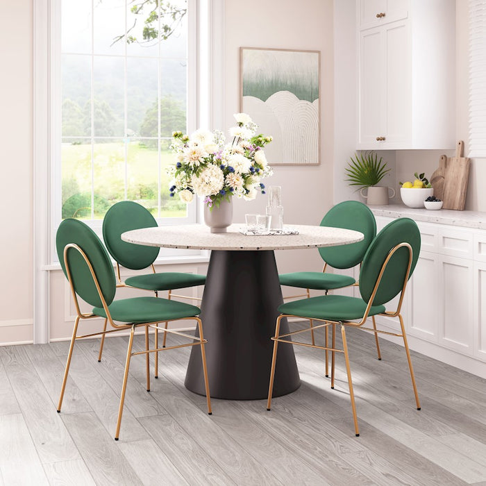 Zuo Modern Odessa Dining Chair Set of 2, Green/Gold