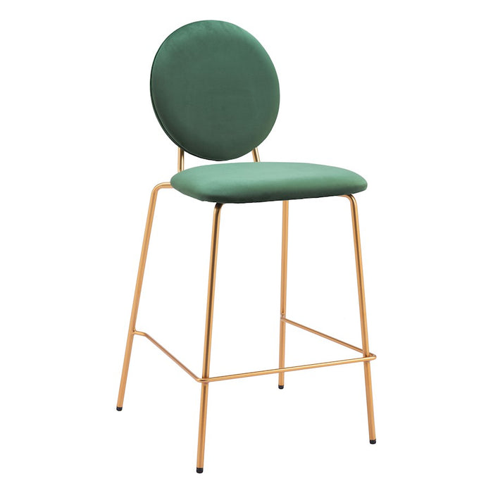 Zuo Modern Odessa Counter Stool Set of 2, Green/Gold