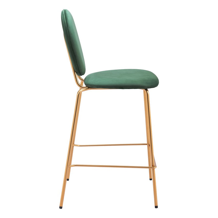 Zuo Modern Odessa Counter Stool Set of 2, Green/Gold