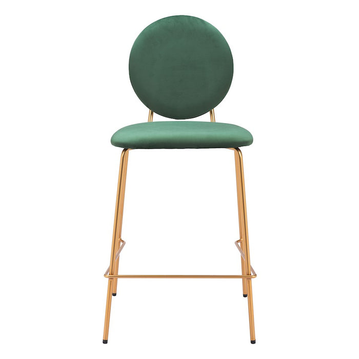 Zuo Modern Odessa Counter Stool Set of 2, Green/Gold