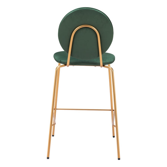 Zuo Modern Odessa Counter Stool Set of 2, Green/Gold