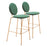 Zuo Modern Odessa BarStool Set of 2, Green/Gold - 109806