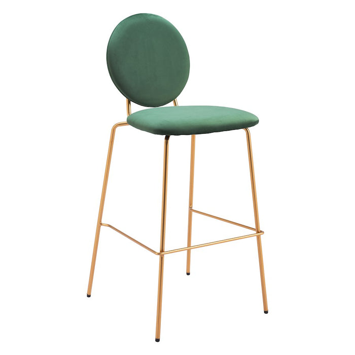 Zuo Modern Odessa BarStool Set of 2, Green/Gold