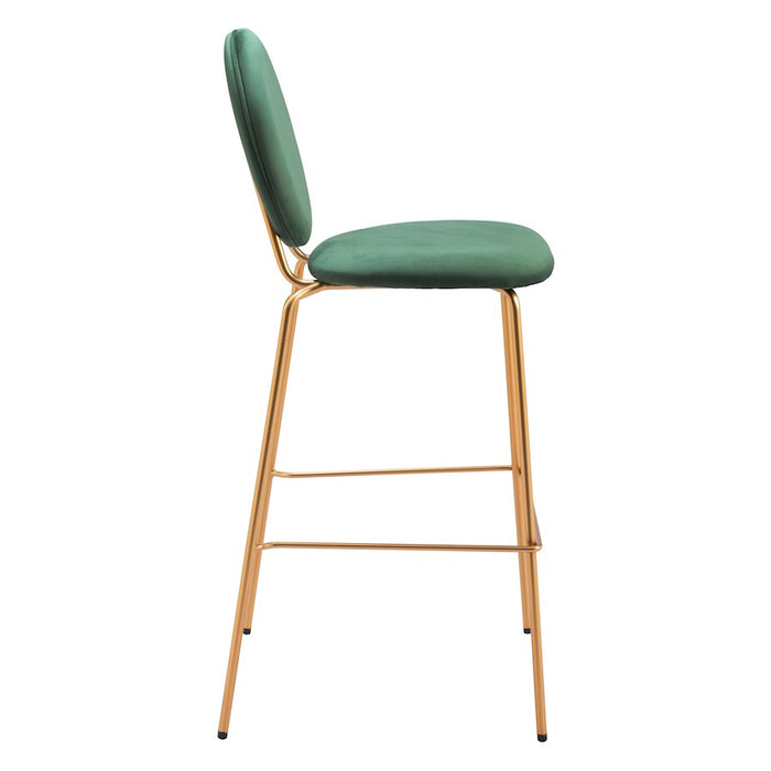 Zuo Modern Odessa BarStool Set of 2, Green/Gold