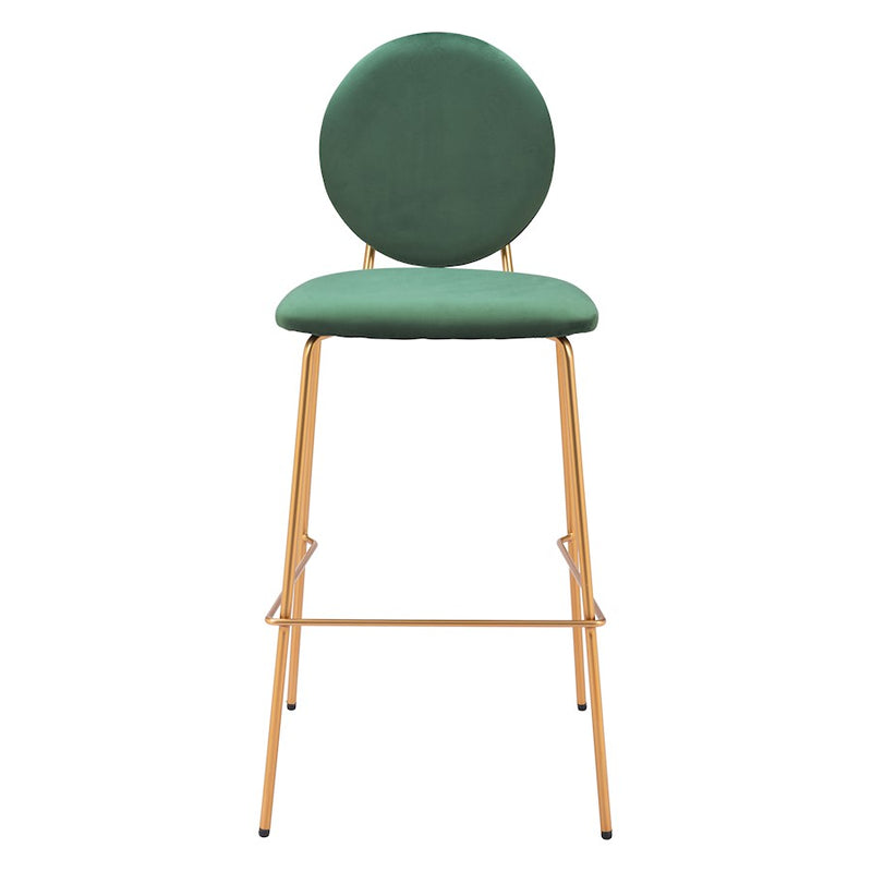 Zuo Modern Odessa BarStool Set of 2, Green/Gold