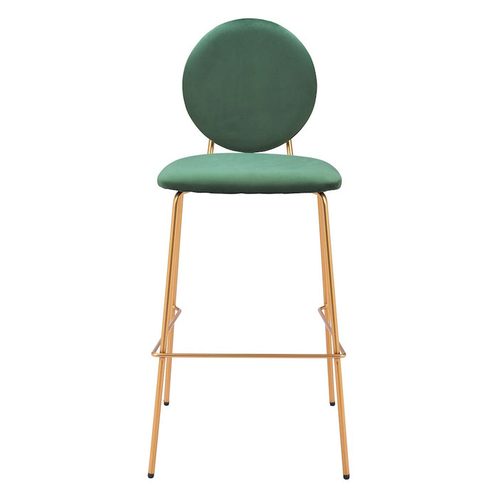 Zuo Modern Odessa BarStool Set of 2, Green/Gold
