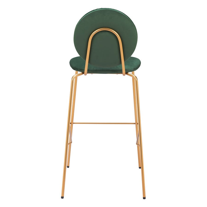 Zuo Modern Odessa BarStool Set of 2, Green/Gold