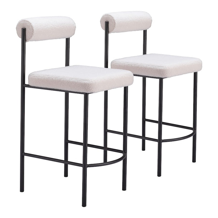Zuo Modern Livorno Counter Stool Set of 2, Ivory - 109811