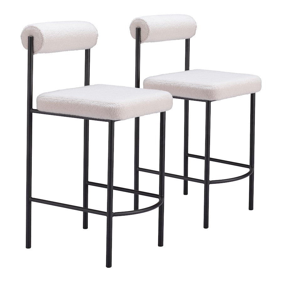 Zuo Modern Livorno Counter Stool Set of 2, Ivory - 109811
