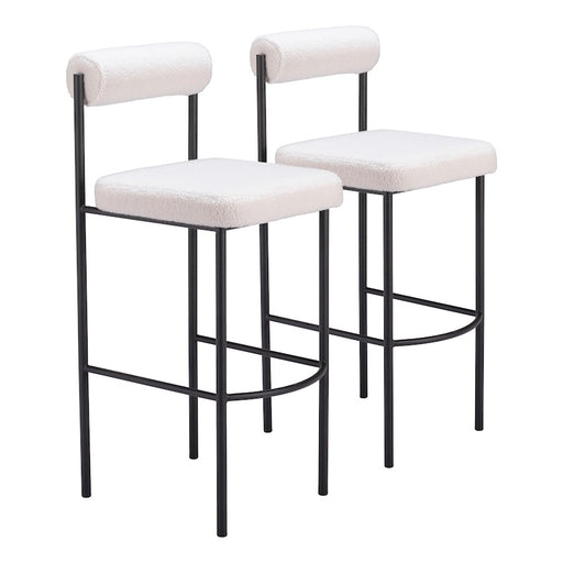 Zuo Modern Livorno BarStool Set of 2, Ivory - 109812