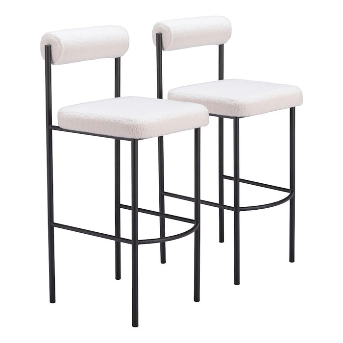 Zuo Modern Livorno BarStool Set of 2, Ivory - 109812