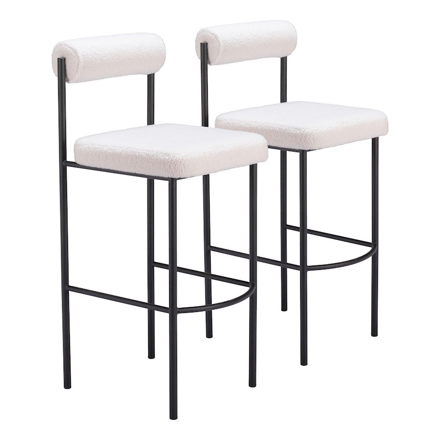 Zuo Modern Livorno BarStool Set of 2, Ivory - 109812