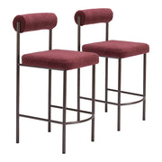 Zuo Modern Livorno Counter Stool Set of 2, Red/Bronze - 109813