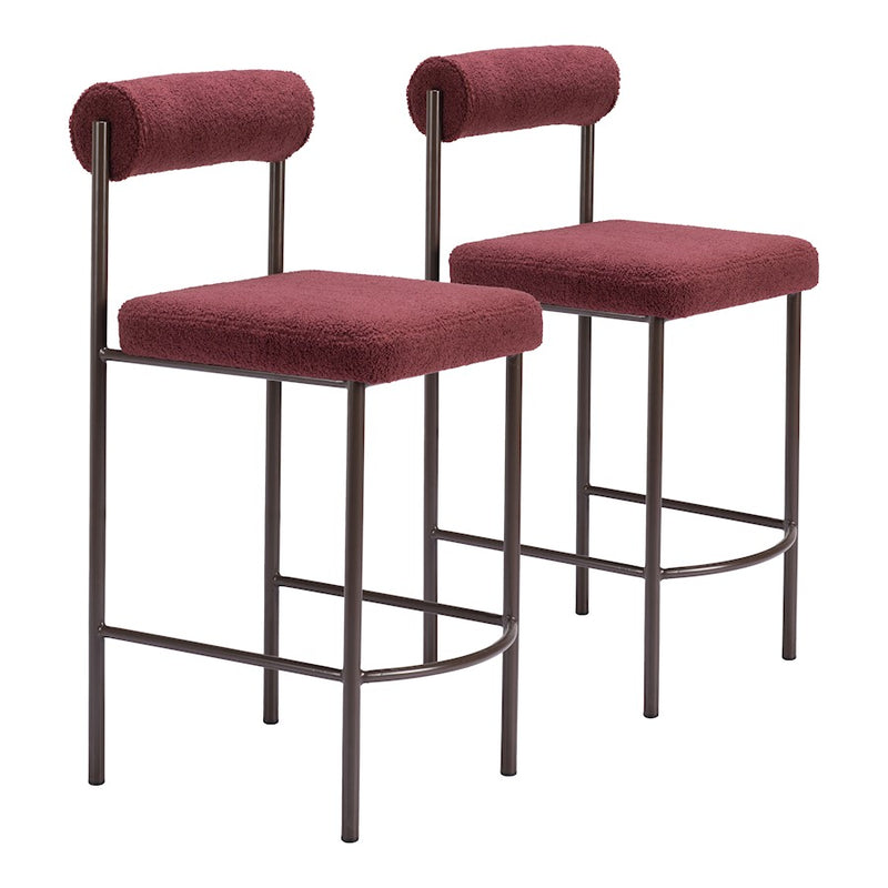 Zuo Modern Livorno Counter Stool Set of 2, Red/Bronze - 109813