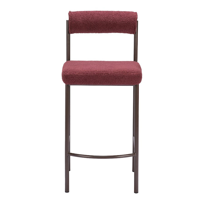 Zuo Modern Livorno Counter Stool Set of 2, Red/Bronze