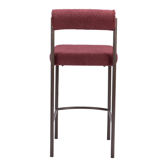 Zuo Modern Livorno Counter Stool Set of 2, Red/Bronze