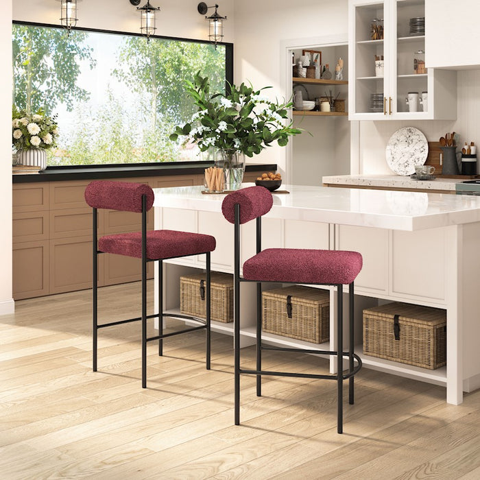 Zuo Modern Livorno Counter Stool Set of 2, Red/Bronze