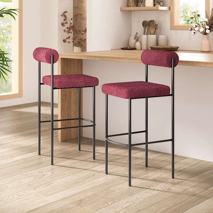 Zuo Modern Livorno BarStool Set of 2, Red/Bronze