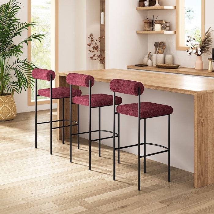 Zuo Modern Livorno BarStool Set of 2, Red/Bronze