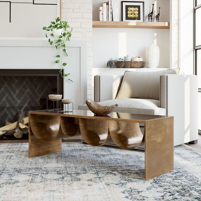 Zuo Modern Reed Coffee Table, Brass/Black