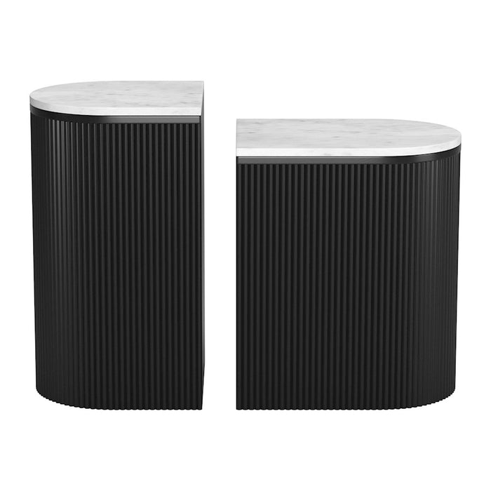 Zuo Modern Ormara Side Table, Set of 2, White/Black