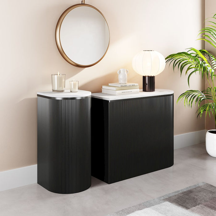 Zuo Modern Ormara Console Table, Set of 2, White/Black