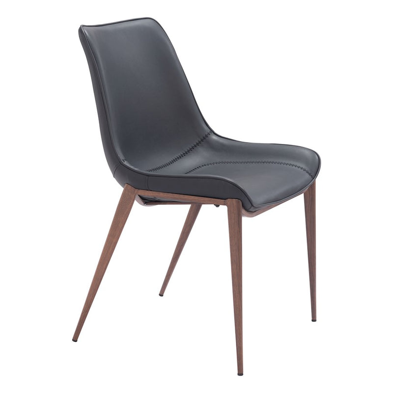 Zuo Modern Magnus Dining Chair Set of 2, Black/Walnut